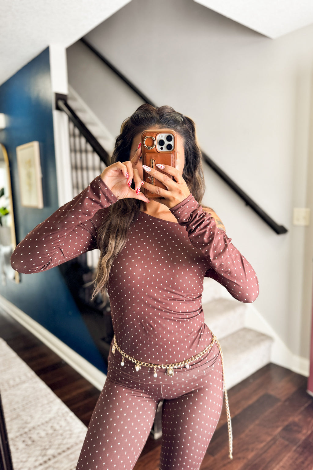 Brown Polka Dot Print set