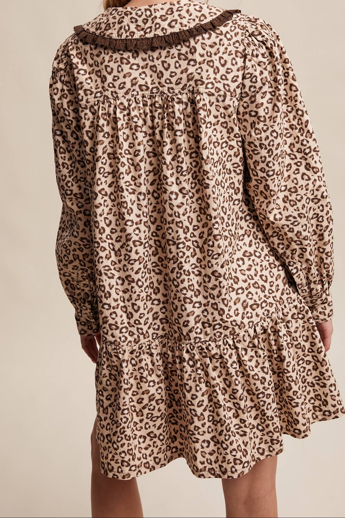Leopard Ruffle Collar Mini Dress