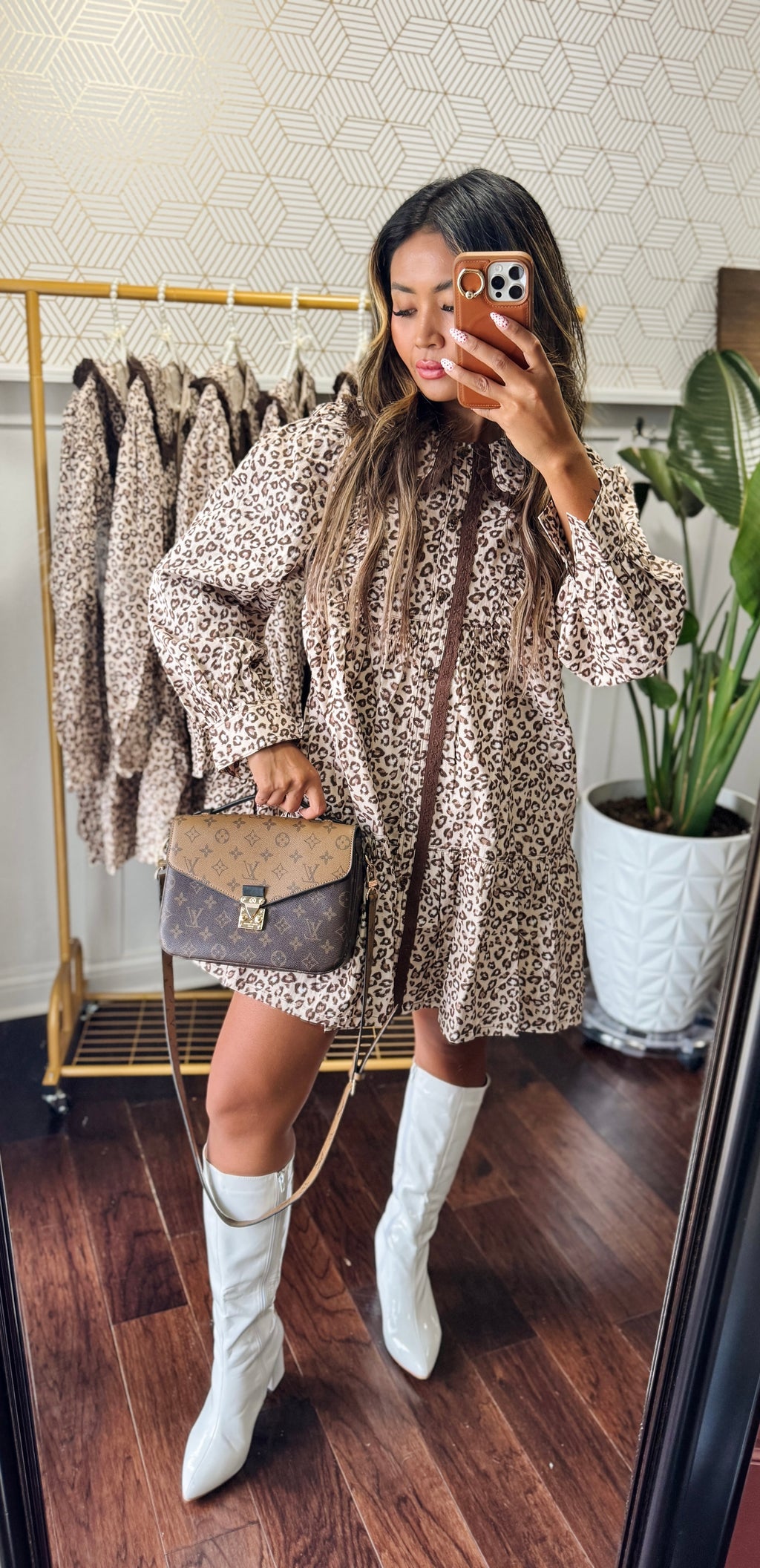 Leopard Ruffle Collar Mini Dress