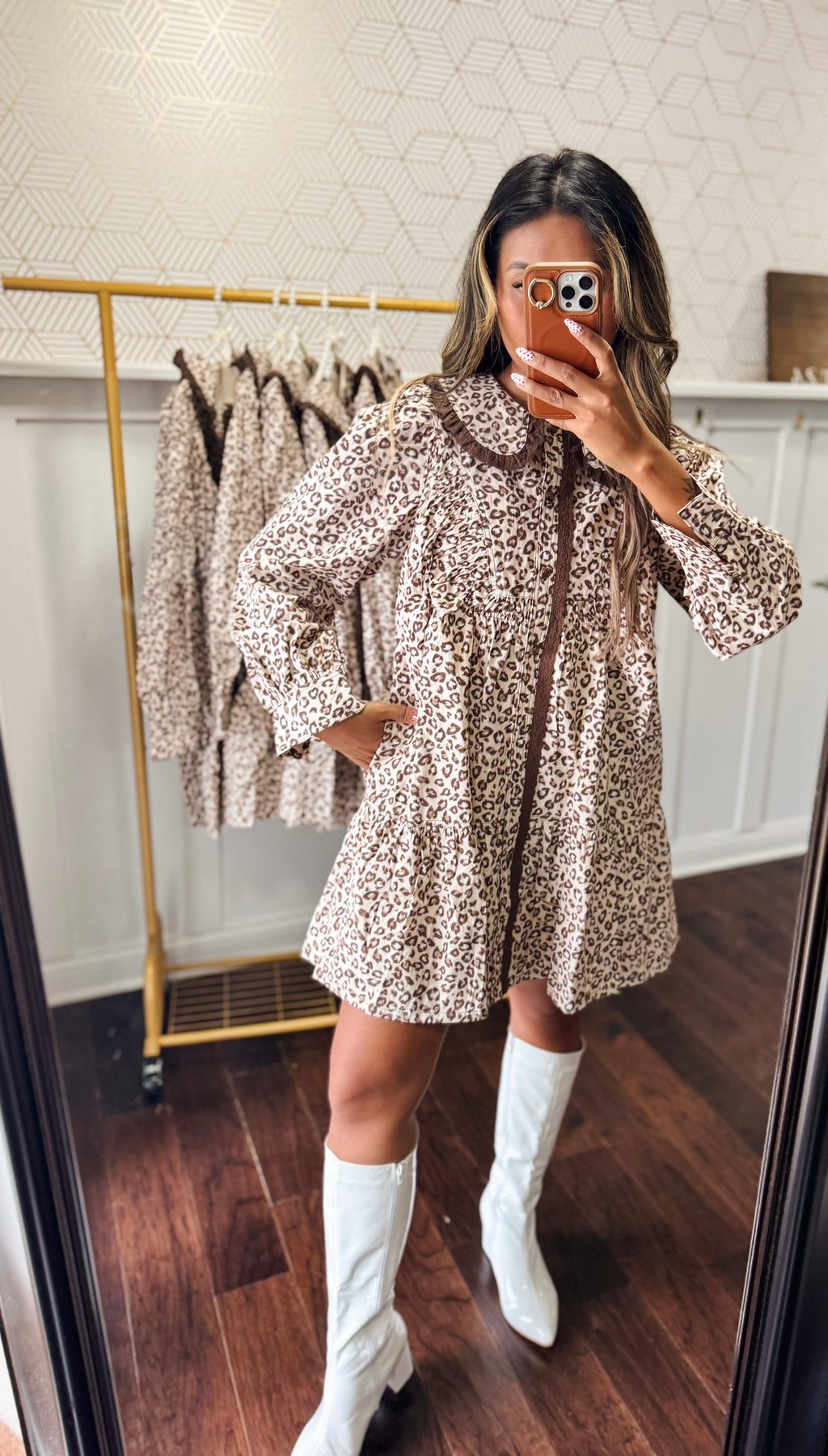 Leopard Ruffle Collar Mini Dress
