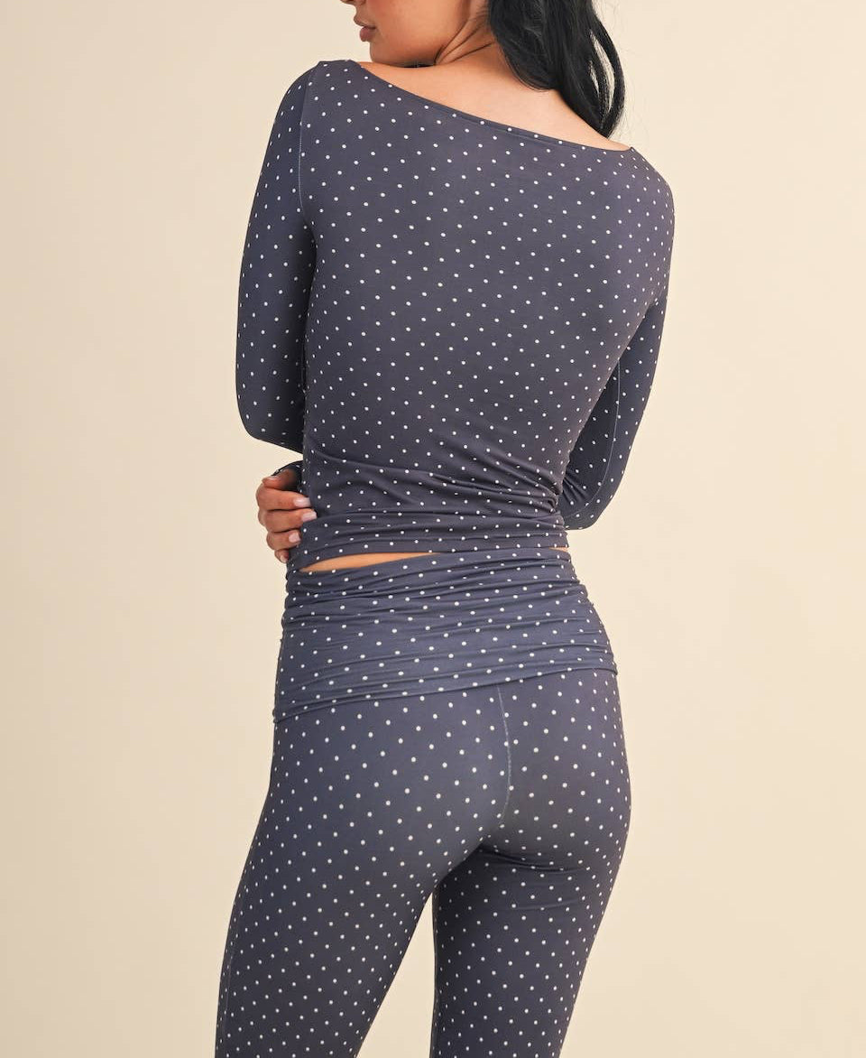 Navy Blue Polka Dot Print set